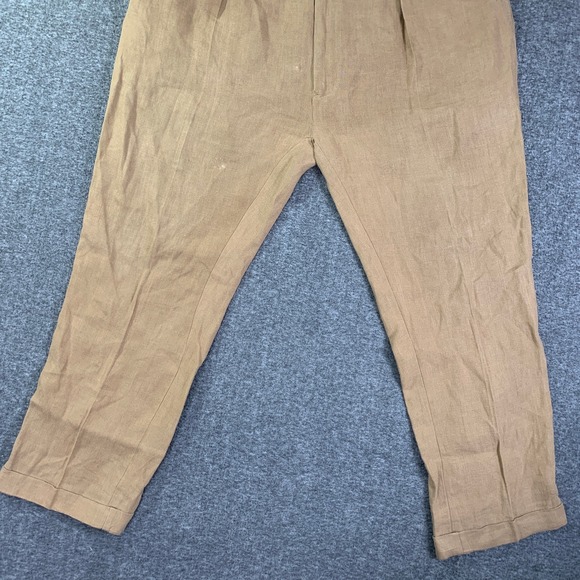 Vintage Polo Ralph Lauren Linen Pants Men 42x29 Brown Trousers Slacks Casual - Picture 2 of 15